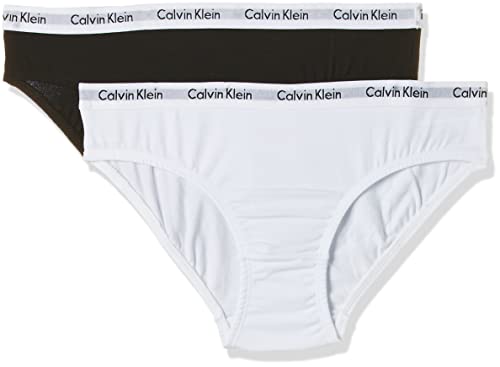 Calvin Klein Mädchen Unterhose 2PK Bikini, Schwarz (WHITE/BLACK 908), 10-12 Jahre (Herstellergröße: L)
