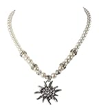 Schöneberger Trachten Couture Trachtenkette Edelweiss Kristallstein - Perlenkette - Halskette Dirndl & Lederhose (Kristall)