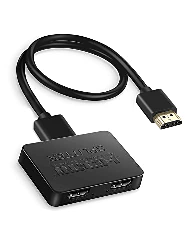 HDMI Splitter, 4K HDMI Verteiler 1 in 2 Out【Nur Duplizieren】 Unterstützt 4K@30HZ, 3D, 1080P, HDCP, UHD, HDMI Splitter 1 auf 2 für Firestick Xbox360 PS4 PS3 Roku mit 1.2M HDMI Kabel