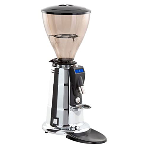 Macap Kaffeemühle MXD Chrom, Espressomühle elektrisch mit Scheibenmahlwerk aus gehärtetem Stahl, programmierbare Espresso Mühle mit stufenloser Mahlgradeinstellung, digitale Siebträger Direktabgabe