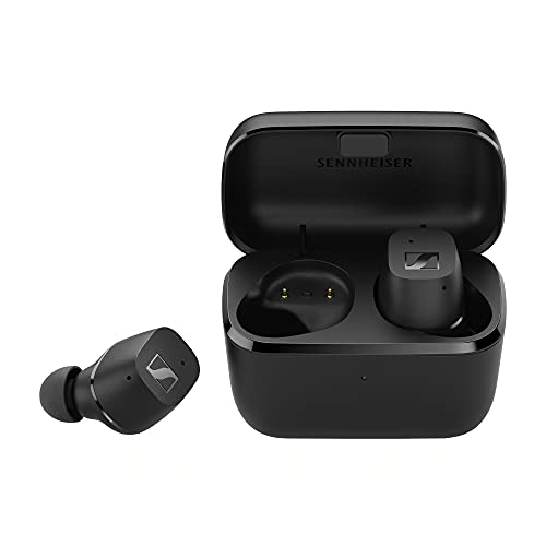 Sennheiser CX True Wireless Bluetooth-In-Ear-Kopfhörer mit passiver Noise Cancellation, anpassbarer Touch-Bedienung, Bass Boost, Spritzwasserschutz (IPX4) und 27 Stunden Akkulaufzeit, schwarz, Klein