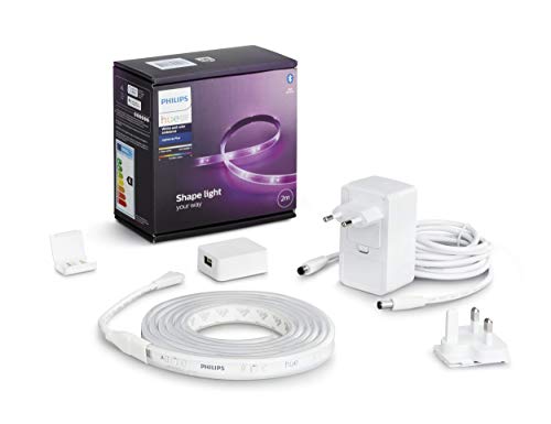 Philips Hue Lightstrip Plus v4 [2 m] Weiß und Farbe Ambiance Smart LED Kit mit Bluetooth, funktioniert mit Alexa, Google Assistant und Apple HomeKit