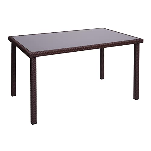 Mendler Poly-Rattan Tisch HWC-G19, Gartentisch Balkontisch, 120x75cm - braun