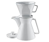 cilio Kaffeekanne mit Filter Vienna für 1 Liter Kaffee | 18 x 14 x 18 cm | Porzellan Kaffeefilter Größe 4 | Porzellan weiß | Pour Over Kaffeebereiter | Kaffeefilter wiederverwendbar