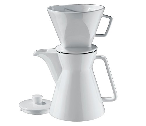 cilio Kaffeekanne mit Filter Vienna für 1 Liter Kaffee | 18 x 14 x 18 cm | Porzellan Kaffeefilter Größe 4 | Porzellan weiß | Pour Over Kaffeebereiter | Kaffeefilter wiederverwendbar