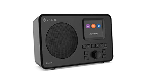 Pure Elan One tragbares DAB+ Radio mit Bluetooth 5.0 (DAB/DAB+ und UKW Radio, 2,4' TFT Display, 20 Senderspeicher, 3-Preset-Tasten, 3.5 mm AUX Anschluss, Batteriebetrieb möglich, USB), Schwarz