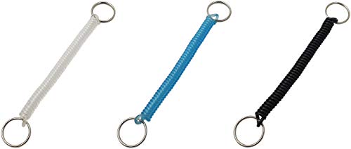 1 Stück Schlüsselanhänger aus flexiblem dehnbaren Spiralkabel / Spiralband / Schlüsselhalter mit zwei Schlüsselringen in 3 Farben (Schwarz)