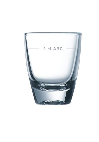 Arcoroc ARC 06553 Gin Schnapsglas, Shotglas, Stamper, 35ml, mit Füllstrich bei 2cl, Glas, transparent, 6 Stück