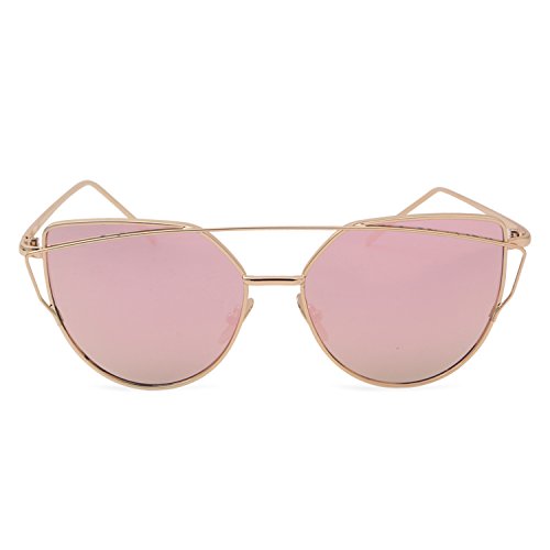 Beyond Dreams Sonnenbrille für Damen - Katzenaugen Sonnenbrille verspiegelt -  Cateye Reflektierende Spiegel Brille - Katzen Augen Sommer Mode