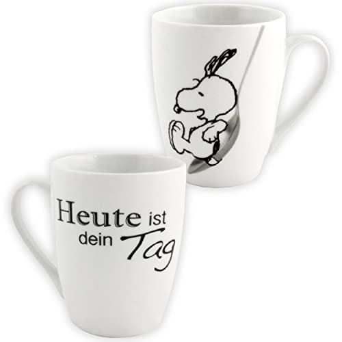 The Peanuts Tasse Snoopy - Heute ist dein Tag Kaffeetasse Becher Kaffeebecher Weiß aus Porzellan 280 ml
