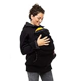Viva la Mama Schwangerschaftsmode Umstandsjacke Tragepullover warm Jacke für Tragetuch Tragepulli - AHOI schwarz, kleine Punkte - S