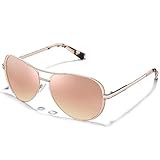 CARFIA Verspiegelte Damen Sonnenbrille Polarisierte Hoch UV Schutz Pilotenbrille mit Ledertasche CA5388
