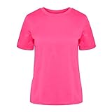PIECES Damen Pcria Ss Fold Up Solid Tee Noos Bc, Shocking Pink, S