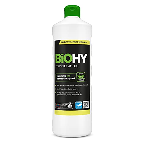 BiOHY Teppichshampoo (1l Flasche) | Teppichreiniger ideal zur Entfernung von hartnäckigen Flecken | SPEZIELL FÜR WASCHSAUGER ENTWICKELT