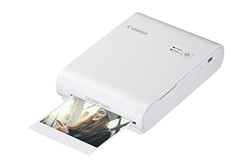 Canon SELPHY SQUARE QX10 Mini-Fotodrucker - mit quadratischem Druck (eingebauter Akku, WLAN, 287 dpi x 287 dpi, USB Kabel, Thermosublimationsdruck), weiß