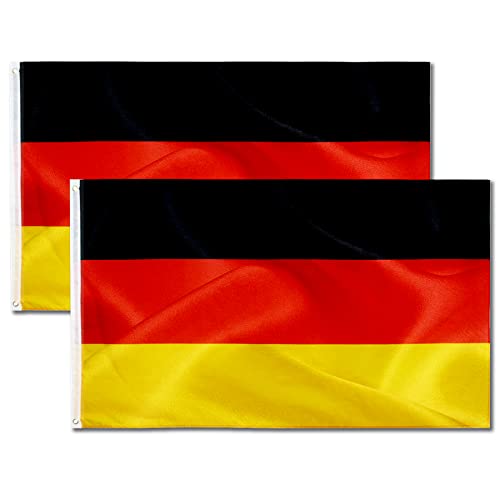 2 Stück Deutschland Fahne | Flagge Deutschland | Wetterfeste Deutsche Flagge mit Messing-Ösen | Fahne Flagge DE Germany Deutschland | 90 x 150 cm | Kräftige Farben | Top Qualität