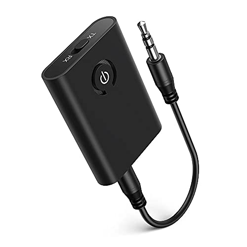 Bluetooth Adapter 2 in 1 Sender/Receiver Adapter Audio 5.0 Transmitter Empfänger mit 3,5mm Audio Kabel für Kopfhörer Auto TV PC Laptop Tablet HiFi Lautsprecher Radio MP3 /MP4