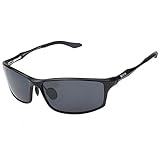 DUCO Sonnenbrille Herren Polarisierte Sportbrille Fahrerbrille für Männer Al-Mg Metallrahme Brillen 8201 (Schwarz)