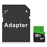 KEXIN Micro SD Karte 64GB UHS-1 MicroSDXC Speicherkarte Class 10 U1 C10 Memory Karte SD Card TF Karte Microsd Karte für Kameras, Tablets, Android Handy und Sicherheitssystem (Schwarz Grün)