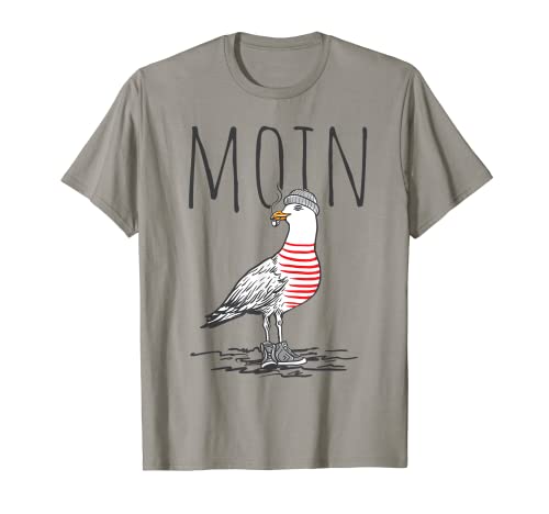 Moin Digga Spruch I Möwe Vogel See Meer Segeln T-Shirt