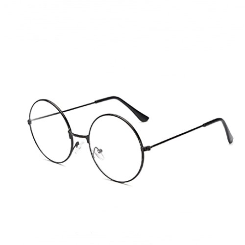 LUOEM Vintage Runde Brille Klare Linse Brille ohne Stärke Unisex (Schwarz)