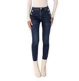 Nina Carter P217 Damen Skinny Jeans High Waist Jeanshosen Used-Look Stretchjeans, Dunkelblau (P217-2), M