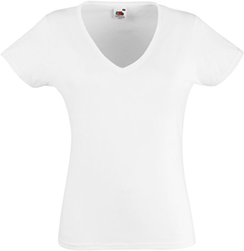 Lady-Fit Valueweight V-Neck T-Shirt von Fruit of the Loom Weiß S
