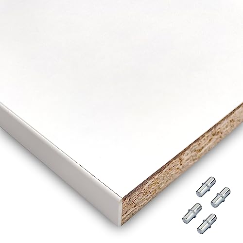 X57 Einlegeboden Regalboden Holzboden 19mm nach Wunschmaß max. 500mm breit x 400mm tief Zuschnitt Anfertigung 2mm Umleimer ABS Kante (Weiß)