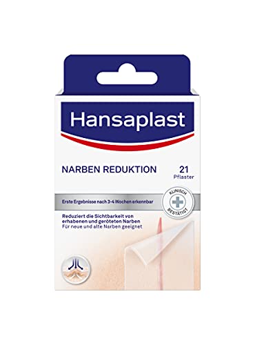 Hansaplast Narben Reduktion, Narbenpflaster zur Reduktion der Sichtbarkeit von Narben, macht Narben dauerhaft flacher, heller und weicher, 1 x 21 Stück, (3,8 cm x 6,8 cm)