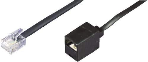 Dadusto 1 Stück Elektro Reduzier-Adapter von RJ45(8p4c) Stecker auf RJ11(6p4c)-Buchse/Kabel: 4-adrig flach und schwarz/Länge 0,15 m