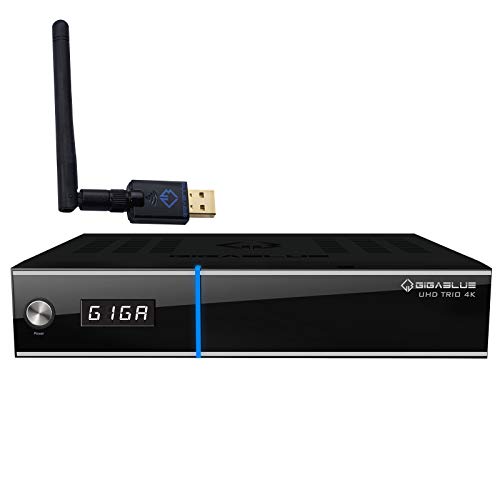 GigaBlue UHD Trio 4K 2160p 1xDVB-S2X 1xDVB-C/T2 Tuner Multistream E2 Linux inkl 600Mbit WLAN Stick, 2160p, HDMI, PVR, SD-Card, Receiver Schwarz