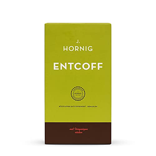 J. Hornig Koffeinfreier Kaffee gemahlen, Entcoff, 500g, entkoffeinierter Kaffee mit sanftem Geschmack, perfekt für Filterkaffee und Espressokocher