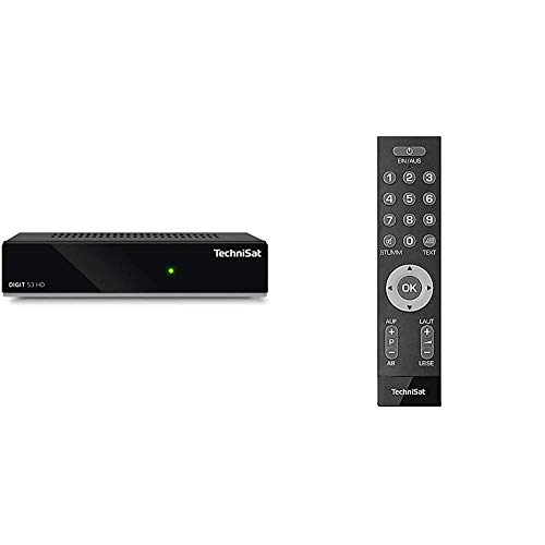 TechniSat Digit S3 HD - hochwertiger digital HD Sat Receiver (HDTV, DVB-S, DVB-S2, HDMI, USB, vorinstallierte Programmlisten, Unicable tauglich) schwarz & ISIZAPPER Universal - Senioren Fernbedienung
