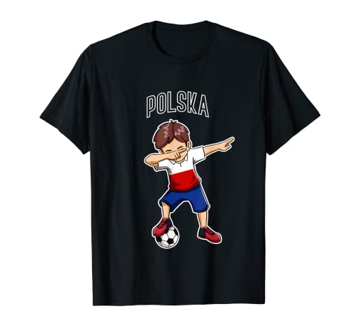 Dabbing Fußball Junge mit Polen Trikot Kinder Polska T-Shirt