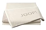 Joop!® Uni-Doubleface I flauschig-weiche Kuscheldecke Ecru-Feder I Wohndecke aus Baumwolle & Polyacryl in Natur I Tagesdecke 150x200cm | nachhaltig produziert in Deutschland I Öko-Tex Standard 100