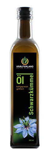 Kräuterland Schwarzkümmelöl 500ml - gefiltert, kaltgepresst, ägyptisch, 100% naturrein, mild