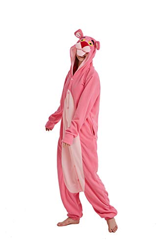 SSM Unisex Erwachsene Pyjama Jumpsuit, Plüsch Onesie Einteiler Panther Tier Kostüm, Cosplay Halloween Karneval Bär XL