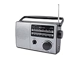 Caliber Kleines Radio Retro 3000 - Tragbares Radio mit Batterie - AM/FM Küchenradio - Taschenradio mit AUX-In - Silber