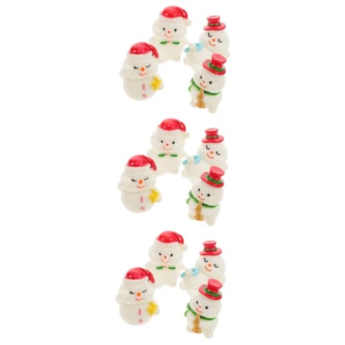 Abaodam 12 STK Weihnachtsmann-Ornamente Weihnachts-Mini-schneemänner Schneemannfiguren Mit Hut Weihnachtsschneemann Schneemannfiguren Für Den DIY-Garten Zubehör Harz Weihnachten