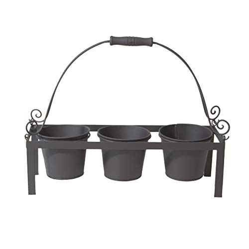 Varia Living Pflanzetagere Potafleurs aus Metall in schwarz mit 3 Töpfen Pflanzregal einsetzbar im Garten, auf Balkon oder in Küche auf dem Fensterbrett | Regal für Blumentöpfe
