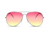 Cheapass Sonnenbrille Piloten-Sonnenbrille Silber-n Pink bis Violett Getönt Flieger-Brille Gradient-Linsen Verlaufsglas UV-400 Cat-2 Metall Damen