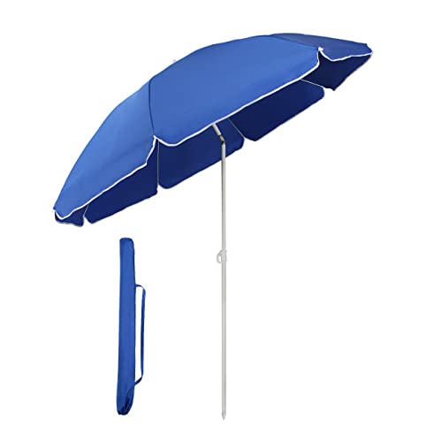 Sekey® 160 cm Sonnenschirm| Strandschirm mit Schutzhülle für Balkon Garten & Terrasse| Neigungswinkel und Höhe verstellbar, Rund Sonnenschutz UV20+