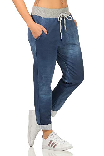 Sockenhimmel Freizeithose leichte Rehahose Damen angenehme Jogginghose Jeans Optik Damenhose Jogpants (42-44, Blau)