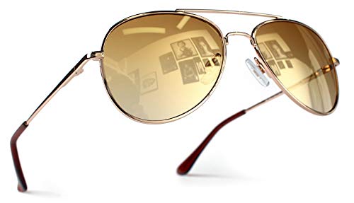 Miobo Hochwertige Pilotenbrille Fliegerbrille Sonnenbrille verspiegelt (Damen und Herren, Gold Gold)