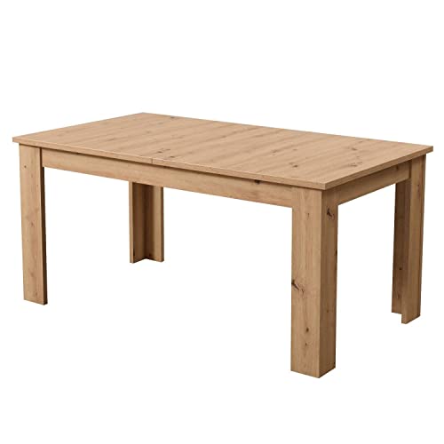 Homestyle4u 2186, Esstisch ausziehbar Holz Tisch Esszimmertisch Holztisch Küchentisch Eiche Natur Braun 160 x 90 cm