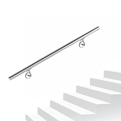 LZQ 180cm Handlauf Edelstahl Geländer Treppengeländer für Treppen Brüstung Balkon Innen & Außen mit Wandhaltern Halter