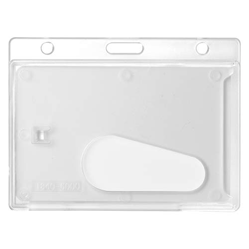Karteo Ausweishülle Hartplastik mit Daumenausschub [1 Stück] Kartenhalter transparent horizontal Ausweishalter Schutzhülle für Ausweise Werksausweise Dienstausweise