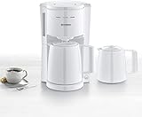 SEVERIN KA 9256 Filterkaffeemaschine mit 2 Thermokannen, ca. 1.000 W, bis 8 Tassen, Schwenkfilter 1 x 4 mit Tropfverschluss, automatische Abschaltung, Durchbrühdeckel, Weiß