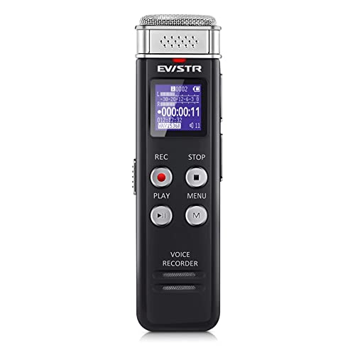 16GB EVISTR Digitales Diktiergerät Mini - Sprachaktivierung Audio Recorder, Aufnahmegerät mit mikrofon, Geräuschunterdrückung, Wiedergabe, Voice Recorder für Vorträge, Interview, Meeting