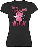 Karneval & Fasching Kostüm Outfit - Team Trinkerbell mit Flaschen - M - Schwarz - rosa Damen lustig - L191 - Tailliertes Tshirt für Damen und Frauen T-Shirt